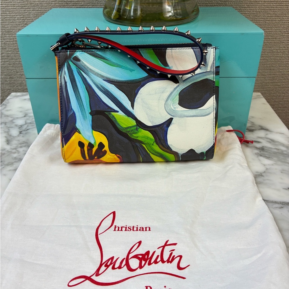 Christian Louboutin Spiked Floral Cabata Wristlet Pouch - NWT Retail $850